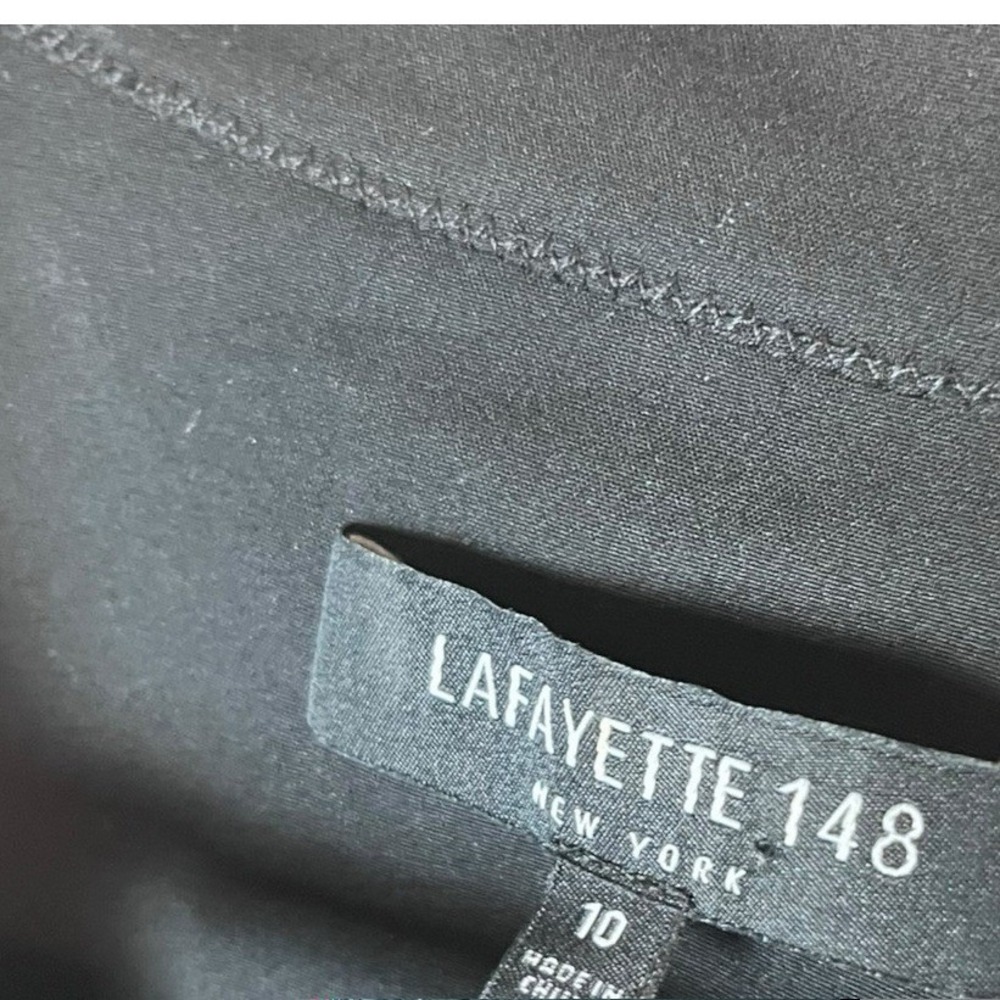 Lafayette 148 Toni Collared Dress Women's Minimalist Midi Modern Black Size 10 - Picture 4 of 8
